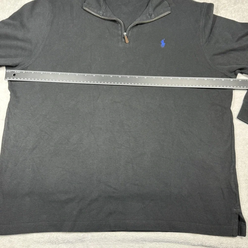 Polo Ralph Lauren Sweater Mens XL Black 1/4 Zip Mock Neck Estate Rib Pullover‎